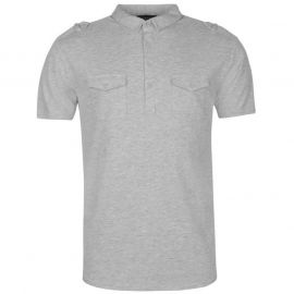 Firetrap Double Pocket Polo Shirt Mens Grey Marl