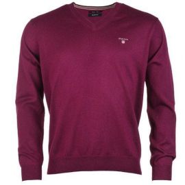 Gant Mens V-Neck Cotton Wool Sweater Purple