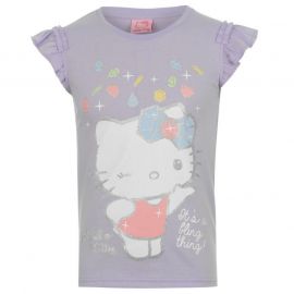 Hello Kitty Kitty Short Sleeved T Shirt Junior Purple