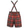 Miso All Over Print Dungaree Shorts Ladies Red/Blk Tartan