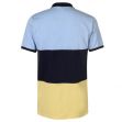 Pierre Cardin Large Block Polo Shirt Mens Sky/Navy/Yellow