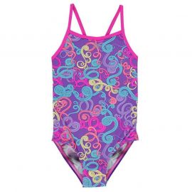 Slazenger Thin Strap Swimsuit Junior Girls Purple/Pink