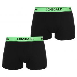 Spodní prádlo Lonsdale 2 Pack Trunks Mens Black/Fl Green