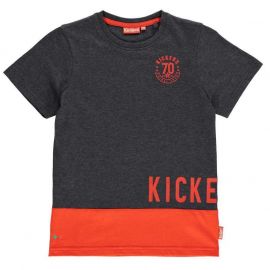 Tričko Kickers Printed T Shirt Junior Boys Charc M/Red