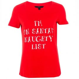 Vero Moda Womens I'm On Santa's T-Shirt Red
